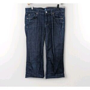 Seven For All Mankind Dojo Crop Jeans Womens 28 Blue Denim Designer Preppy